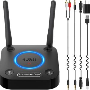 New in Open Box 1Mii Bluetooth transmitter for TV, Bluetooth Adapter for Stereo, Bluetooth 5.0 Audio Transmitter for Home Stereo with Volume Control, AUX/RCA/Optical/Coaxial Audio Input, Plug & Play, aptX Low Latency