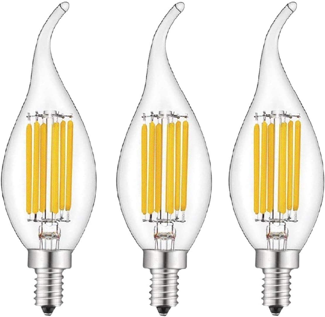 New in Open Box ILAMIQI 3 Pack 6w led Flame Shape Candelabra led Bulbs Warm 2700K led Chandelier Light Bulbs led Candle Lights dimmable led Light Bulbs dimmable Edison led Bulbs led Edison Bulb dimmable