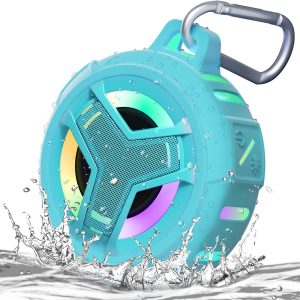 New in Open Box EBODA Waterproof Bluetooth Shower Speaker, IPX7 Floating Wireless Portable Speakers, True Wireless Stereo Speaker with Crisp Sound, 2000mAh with LED Light Show for Kayaking, Beach, Gifts-Sky Blue