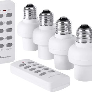 New in Open Box DEWENWILS Remote Control Light Lamp Socket E26 E27 Bulb Base, Wireless Light Switch Kit, White, Programmable, 4 Sockets 2 Remotes, CHRLSXXA Series