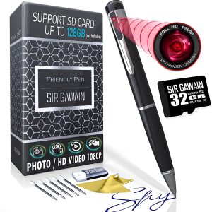 New in Open Box SIRGAWAIN Camera Pen 1080p & 32GB Micro SD - Nanny Camera Pen Full HD Loop Recording or Picture Taking - Wireless Security Cam with Wide Angle Lens, Discrete Rechargeable