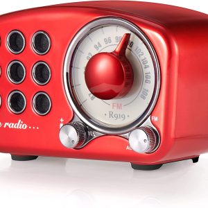 New in Open Box Retro Bluetooth Speaker, Vintage Radio-Greadio FM Radio with Old Fashioned Classic Style, Strong Bass Enhancement, Loud Volume, Bluetooth 5.0 Wireless Connection, TF Card and MP3 Player (RED)