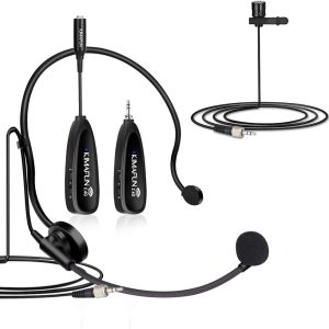 New in Open Box KIMAFUN Wireless Microphone System, 2.4G Wireless Headset and Lavalier Lapel Microphones for iPhone, Android Phone, Laptop and Speaker, Designed for Teaching, Recording, Vlog, Broadcast, G102-3