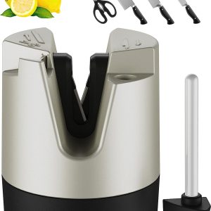 New in Open Box Knife Sharpener- YOORLEAY Kitchen Knife Sharpeners for Straight Blade Knives, Serrated Knives and Scissors